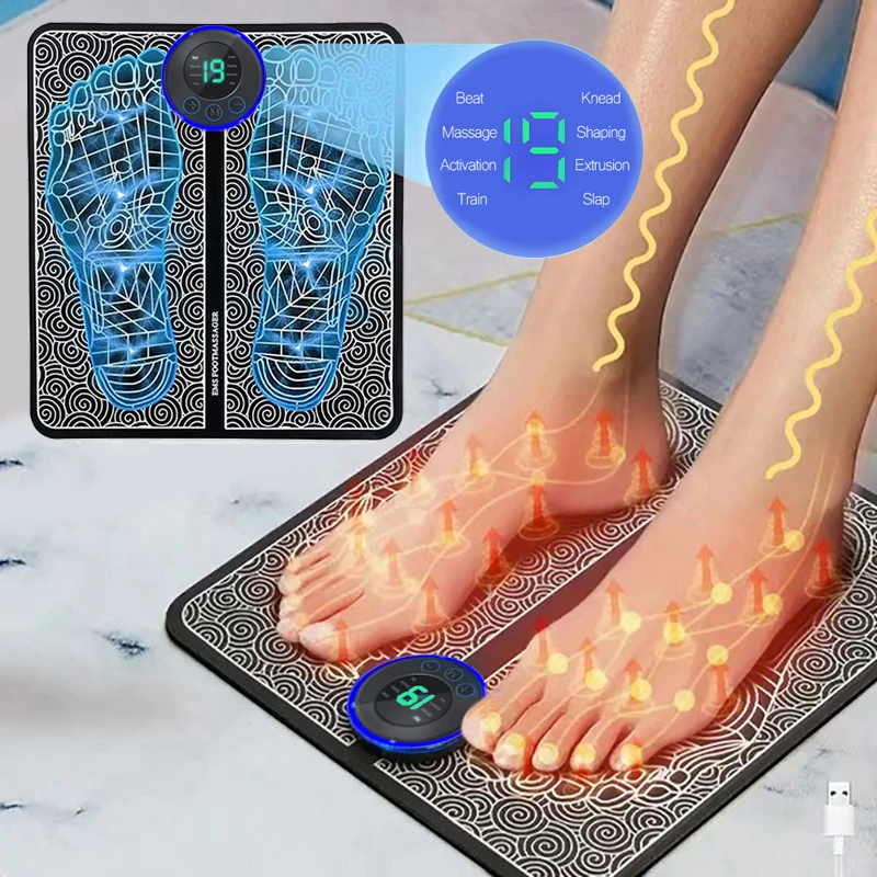 Portable EMS Foot Massager Pad – Foldable & Rechargeable