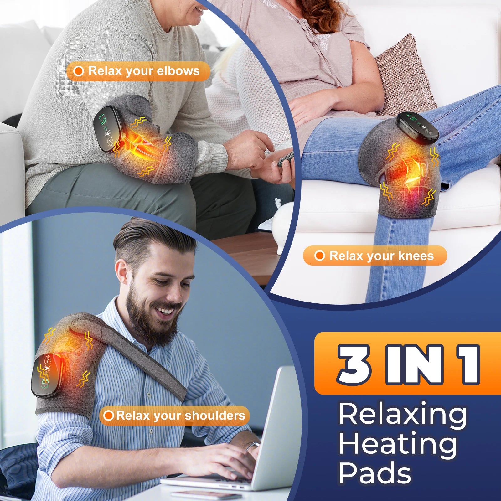 3 in 1 Heating Knee, Shoulder and Elbow Massager