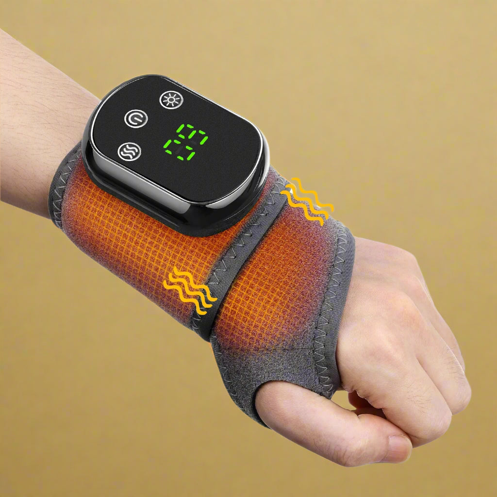 Gentle Heated Wrist Massager – Adjustable Vibration and Warm Compress